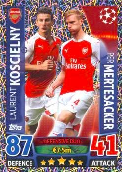 2015-16 Topps UCL Match Attax #018 Koscielny-Mertesacker