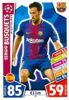 2017-18 Topps UCL Match Attax #029 Sergio Busquets