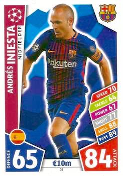 2017-18 Topps UCL Match Attax #032 Andrés Iniesta