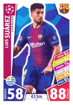 2017-18 Topps UCL Match Attax #034 Luis Suarez