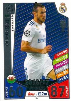 2017-18 Topps UCL Match Attax #014 Gareth Bale