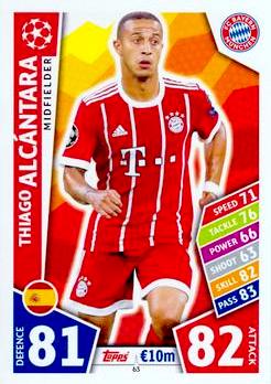 2017-18 Topps UCL Match Attax #063 Thiago Alcântara