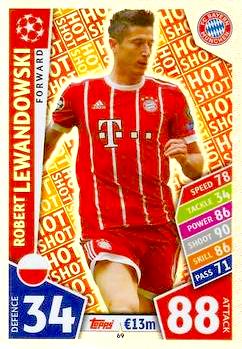 2017-18 Topps UCL Match Attax #069 Robert Lewandowski