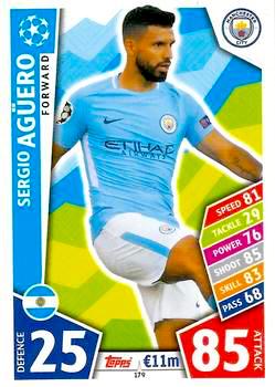 2017-18 Topps UCL Match Attax #179 Sergio Agüero