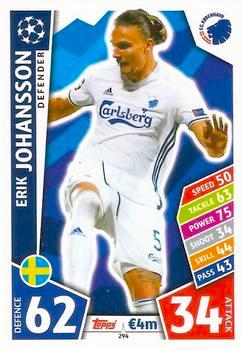 2017-18 Topps UCL Match Attax #294 Erik Johansson