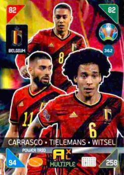 2020 Panini Euro 2020 Kick off Adrenalyn XL #362 Carrasco-Tielemans-Witsel