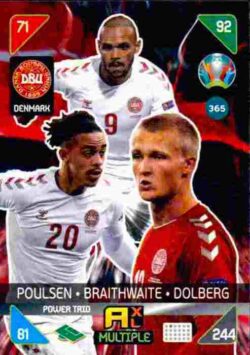 2020 Panini Euro 2020 Kick off Adrenalyn XL #365 Poulsen-Braithwaite-Dolberg