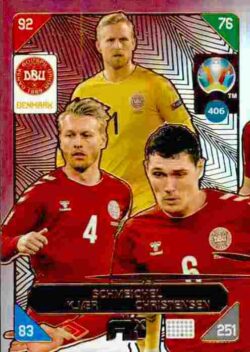 2020 Panini Euro 2020 Kick off Adrenalyn XL #406 Schmeichel-Kjær-Christensen