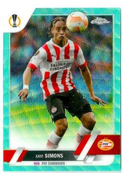 2022-23 Topps Chrome UEFA Club Competitions #060 Aqua Wave Xavi Simons SN199