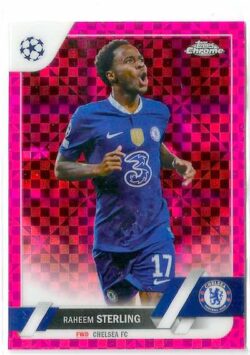 2022-23 Topps Chrome UEFA Club Competitions #113 Pink X-Fractor Raheem Sterling SN250