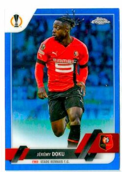 2022-23 Topps Chrome UEFA Club Competitions #198 Blue Refractor Jérémy Doku SN150