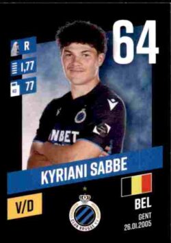 2023-24 Panini Belgium Pro League Stickers #069 Kyriani Sabbe