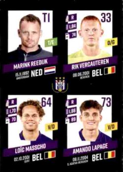 2023-24 Panini Belgium Pro League Stickers #322 Reedijk-Vercauteren-Masscho-Lapage