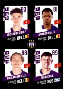 2023-24 Panini Belgium Pro League Stickers #325 Degreef-Diallo-Monticelli-Ure