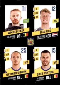 2023-24 Panini Belgium Pro League Stickers #332 De Decker-Reus-Corryn-Wuytens