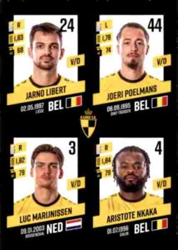 2023-24 Panini Belgium Pro League Stickers #368 Libert-Poelmans-Marijnissen-Nkaka