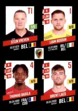 2023-24 Panini Belgium Pro League Stickers #377 Vreven-Bossin-Basila-Laes