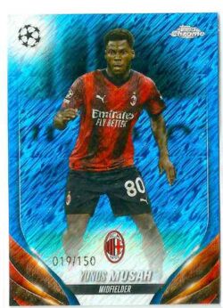 2023-24 Topps Chrome UEFA Club Competitions #089 Blue Shimmer Yunus Musah SN150