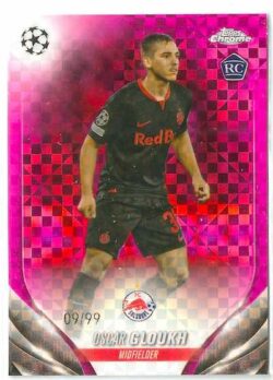 2023-24 Topps Chrome UEFA Club Competitions #098 Pink X-Fractor Oscar Gloukh SN99