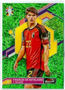 2023 Topps Finest Road to UEFA EURO 2024 #008 Green Speckle Charles De Ketelaere SN125