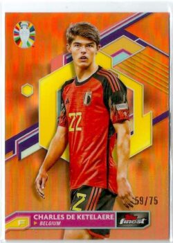 2023 Topps Finest Road to UEFA EURO 2024 #008 Rose Gold Charles De Ketelaere SN75