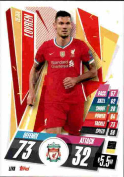 2020-21 Topps UCL Match Attax #LIV08 Dejan Lovren