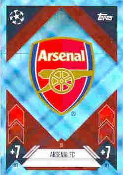 2024-25 Topps Match Attax UCC #028 Blue Crystal Arsenal Team Badge