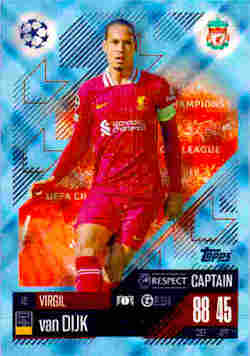 2024-25 Topps Match Attax UCC #048 Blue Crystal Virgil van Dijk