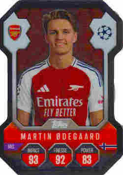 2024-25 Topps Match Attax UCC #SH02 Chrome Pro Elite Shield Martin Ødegaard