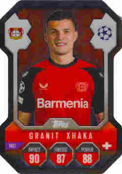 2024-25 Topps Match Attax UCC #SH09 Chrome Pro Elite Shield Granit Xhaka