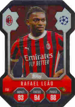 2024-25 Topps Match Attax UCC #SH16 Chrome Pro Elite Shield Rafael Leão