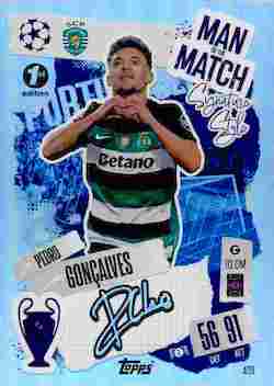 2024-25 Topps UCC Match Attax 1st Edition #409 Man of the Match Pedro Gonçalves